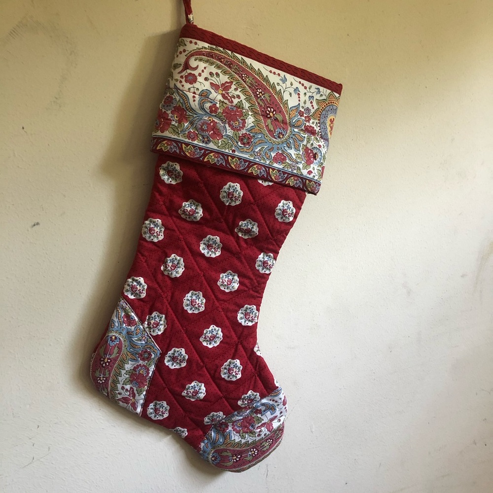 Vintage Quilted Patchwork Christmas Stocking Handmade Paisley Cottagecore